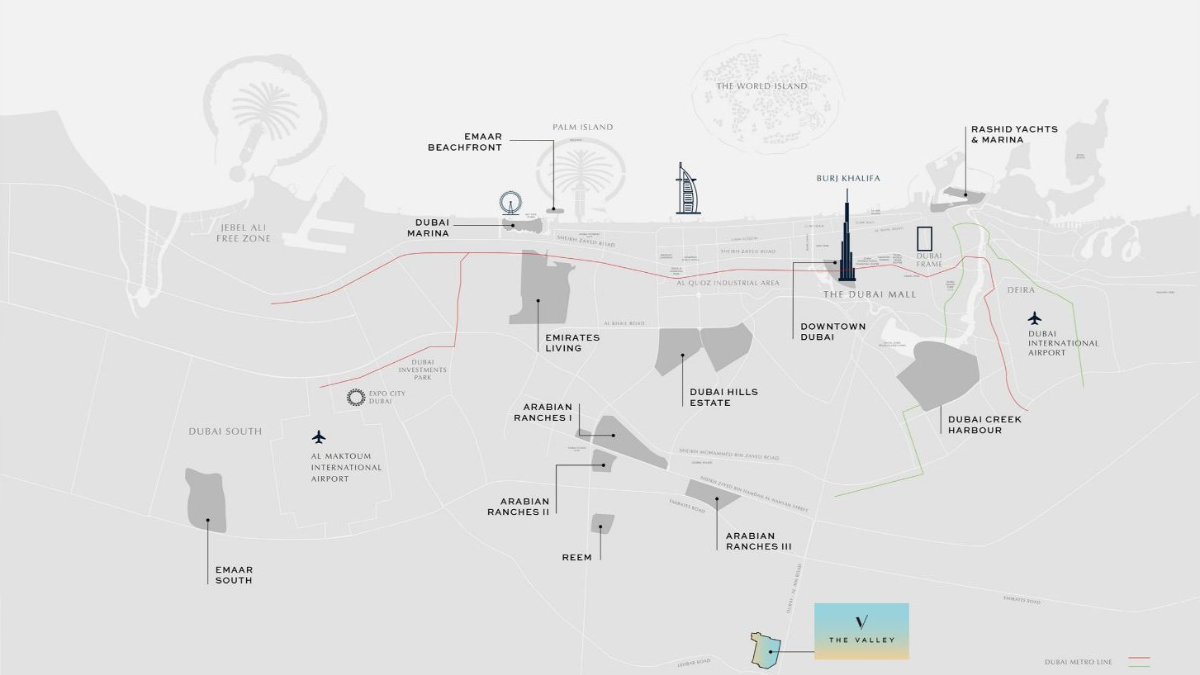 The Valley by Emaar Dubai - Location Map